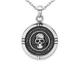 Sterling Silver Antiqued Skull Pendant Necklace with Chain